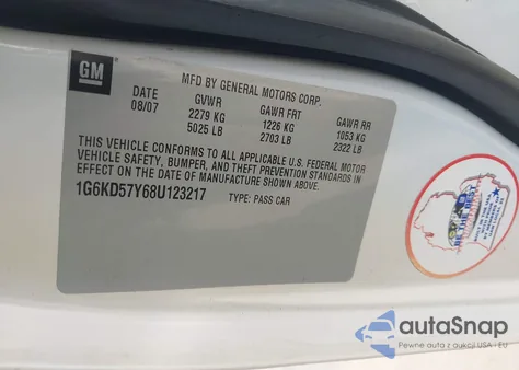 2008 Cadillac Dts 1Sc из США, поврежденный, VIN 1G6KD57Y68U123217